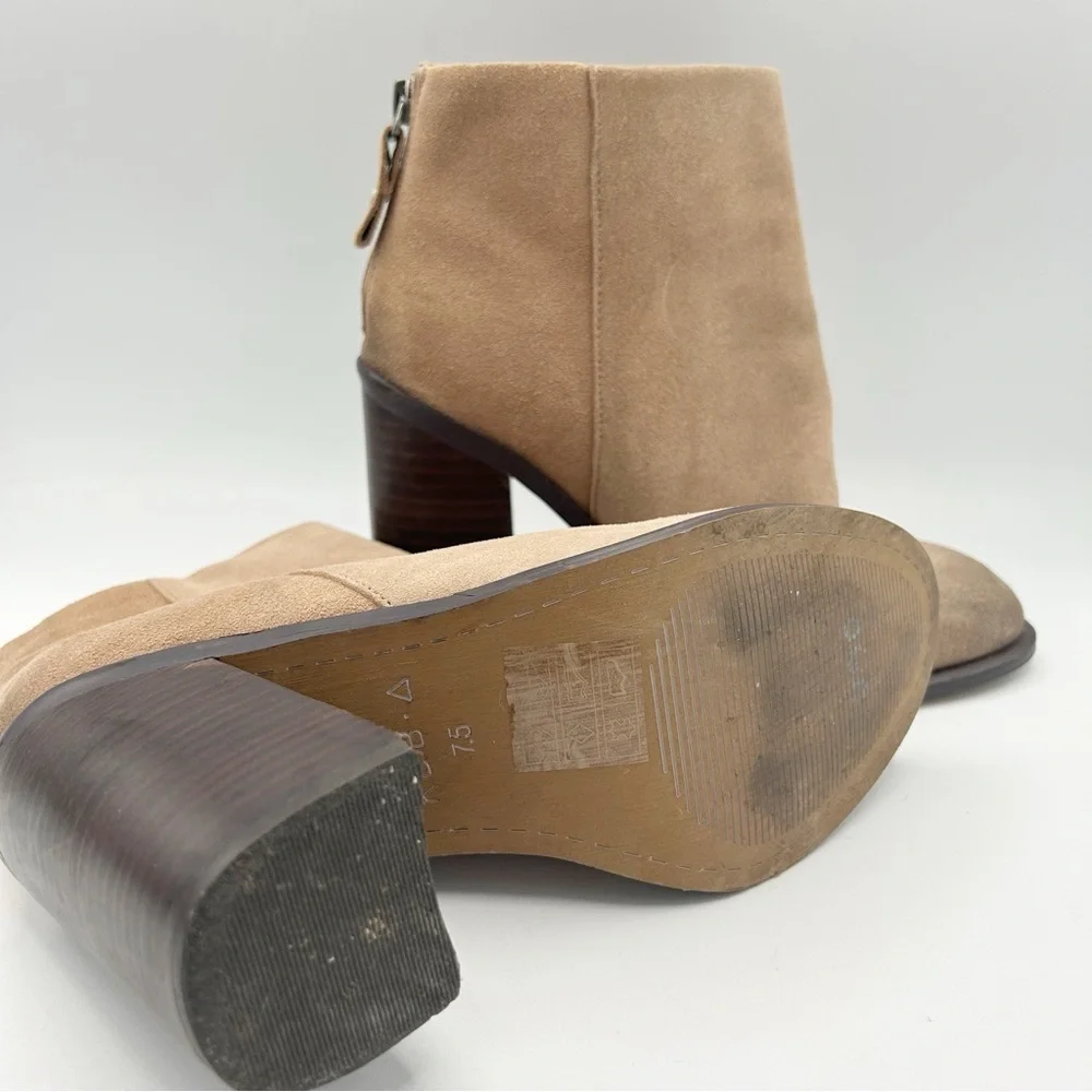 Kelsi Dagger‎ Brooklyn Huron Latte Suede Booties Chunky Heel 7.5
